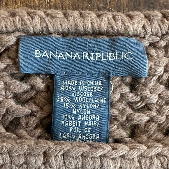Banana Republic | Y2K Brown Open Weave Chunky Cropped Wool Blend Sweater, Size L - Picture 4 of 10